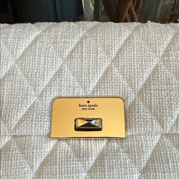 NWT Kate Spade Cream Quilted Shoulder Bag with Colorful Chain - Picture 6 of 6